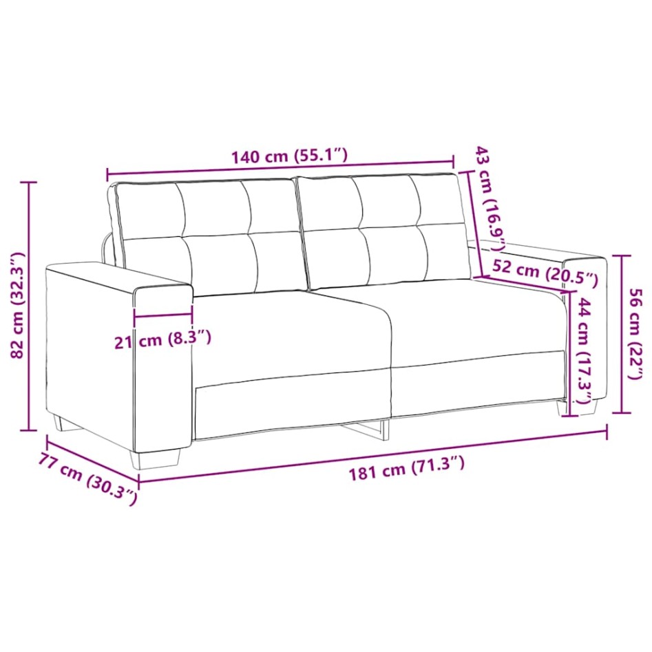 Sofá Loveseat Terciopelo Negro 140