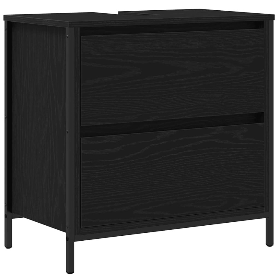 Juego de muebles de baño 2 pzas roble negro Madera
