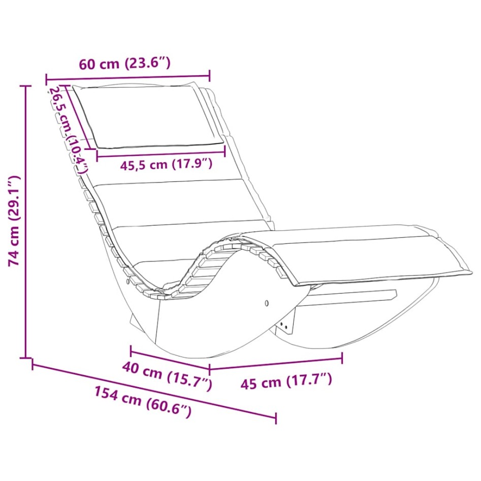 Tumbona mecedora con cojín de madera maciza de