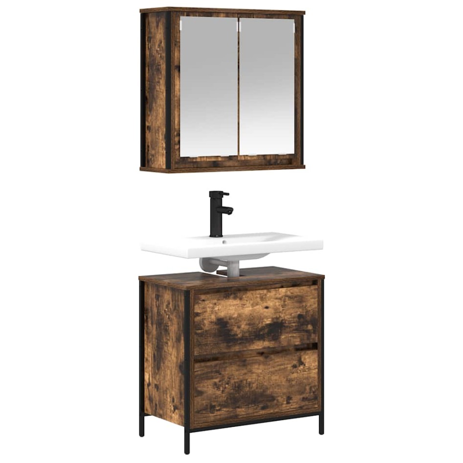 Set de muebles baño 2 pzas madera contrachapada roble