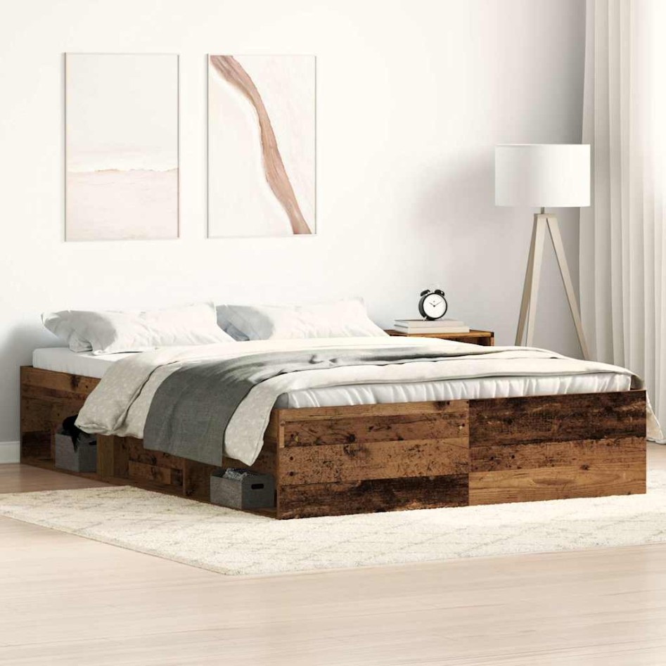 Estructura de cama sin colchón madera antigua 135x190