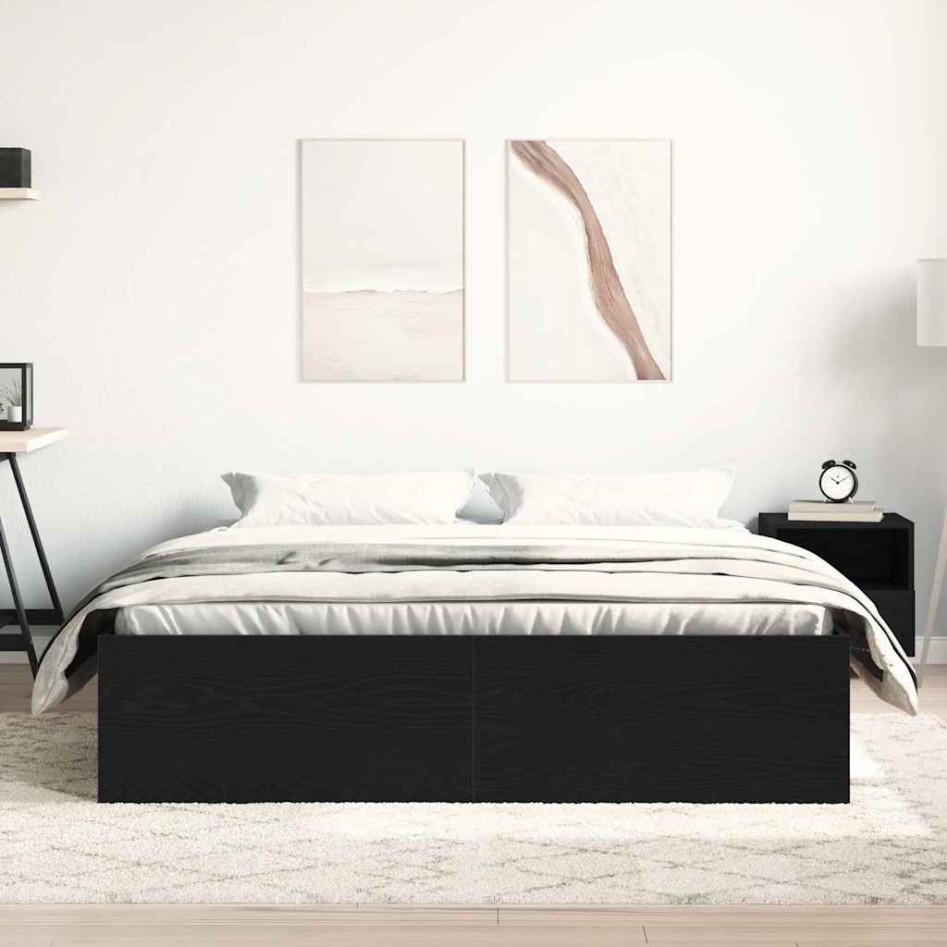 Estructura de cama sin colchón roble negro 160x200