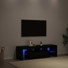 Mueble de TV con luces LED roble negro 140x36,5x40
