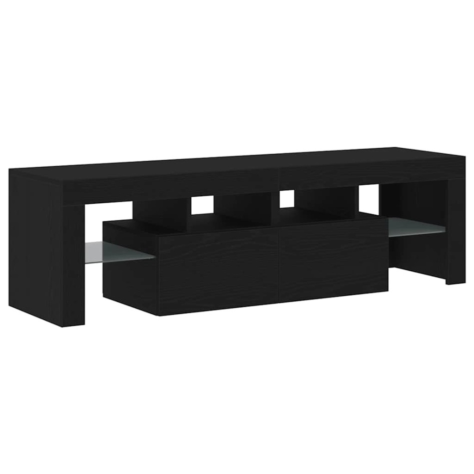 Mueble de TV con luces LED roble negro 140x36,5x40