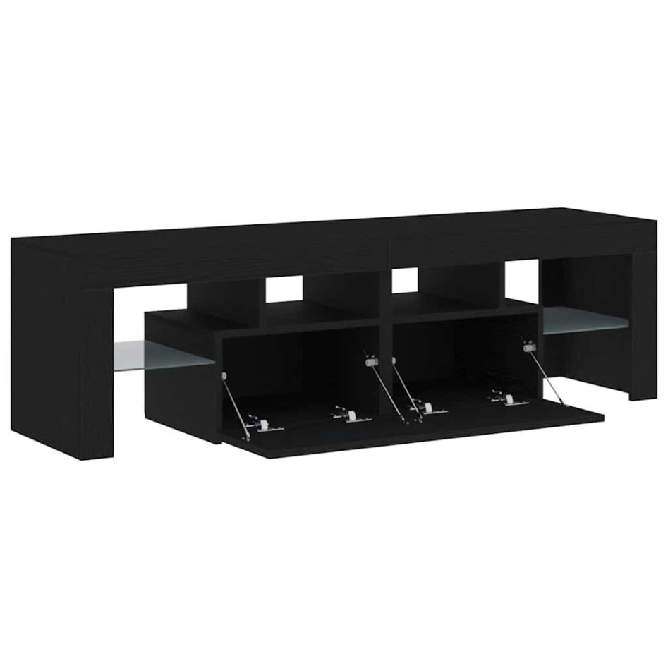 Mueble de TV con luces LED roble negro 140x36,5x40