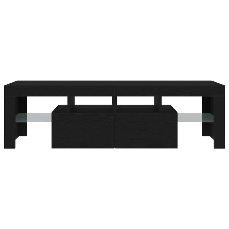 Mueble de TV con luces LED roble negro 140x36,5x40