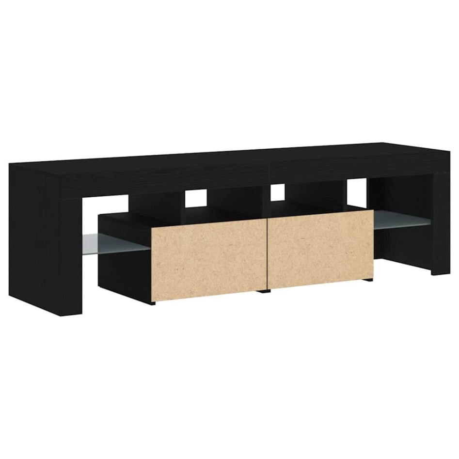 Mueble de TV con luces LED roble negro 140x36,5x40