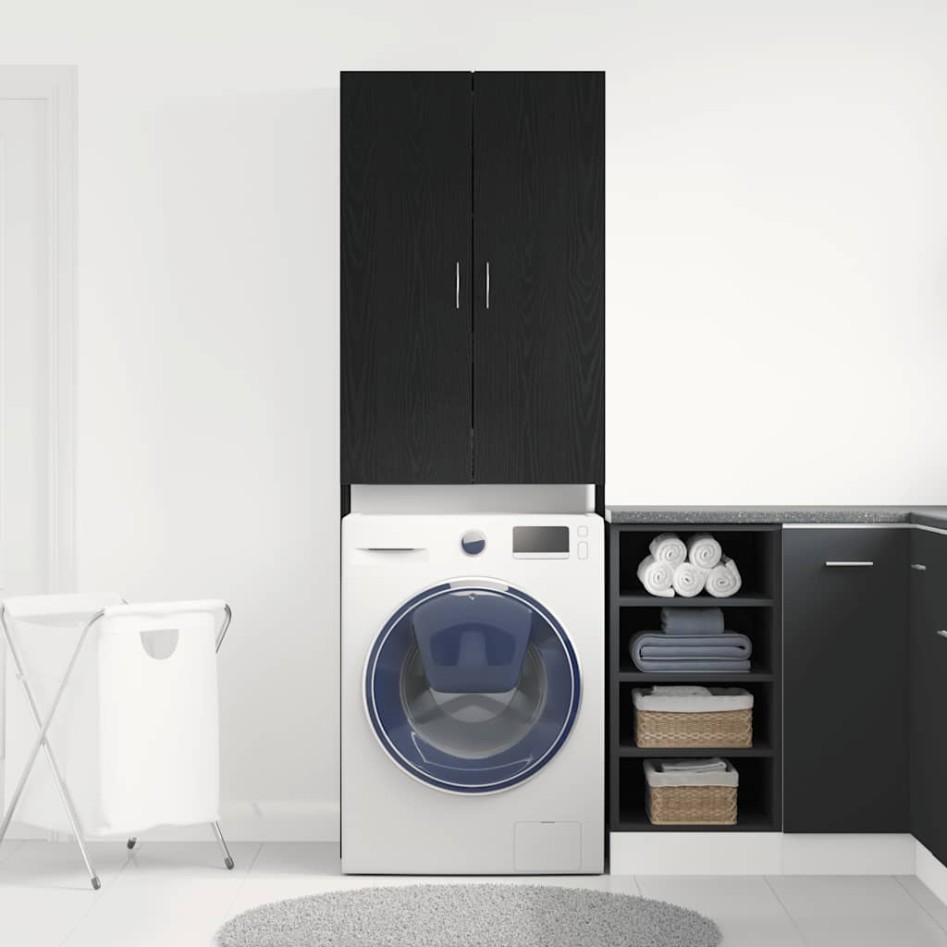 Mueble para lavadora roble negro 64x25,5x190