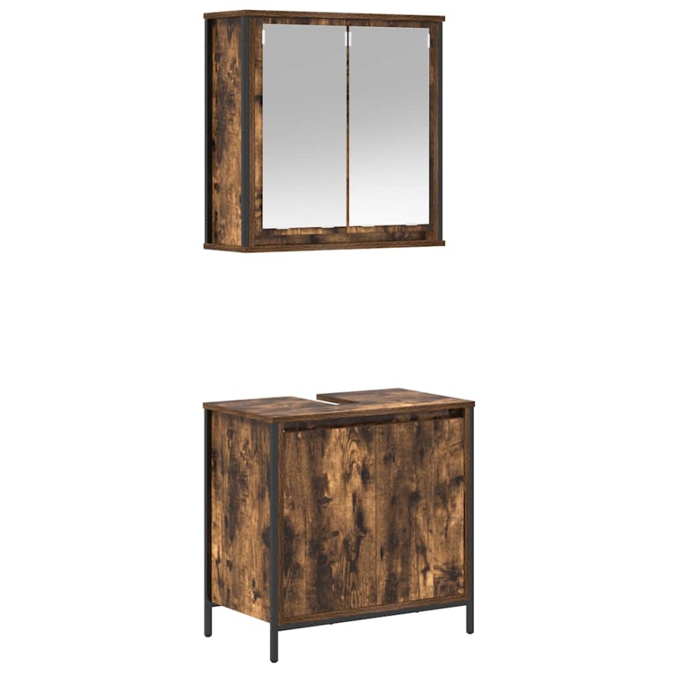 Set de muebles baño 2 pzas madera contrachapada roble