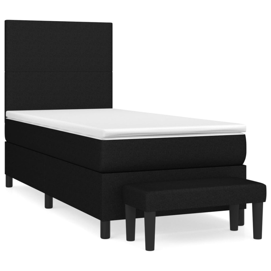Cama box spring con colchón tela negro 100x200