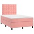 Cama box spring colchón y LED terciopelo rosa 120x200