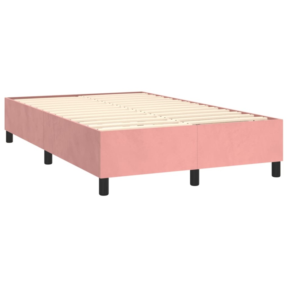 Cama box spring colchón y LED terciopelo rosa 120x200