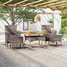 Set de comedor jardín 5 pzas ratán sintético madera acacia