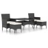 Set comedor jardín 5 pzas ratán sintético vidrio templado
