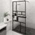 Mampara ducha con estante vidrio ESG y aluminio negro