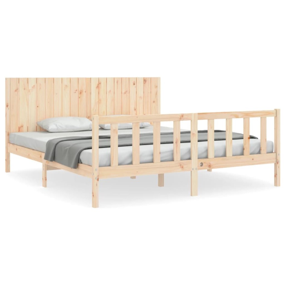 Estructura de cama de matrimonio con cabecero madera