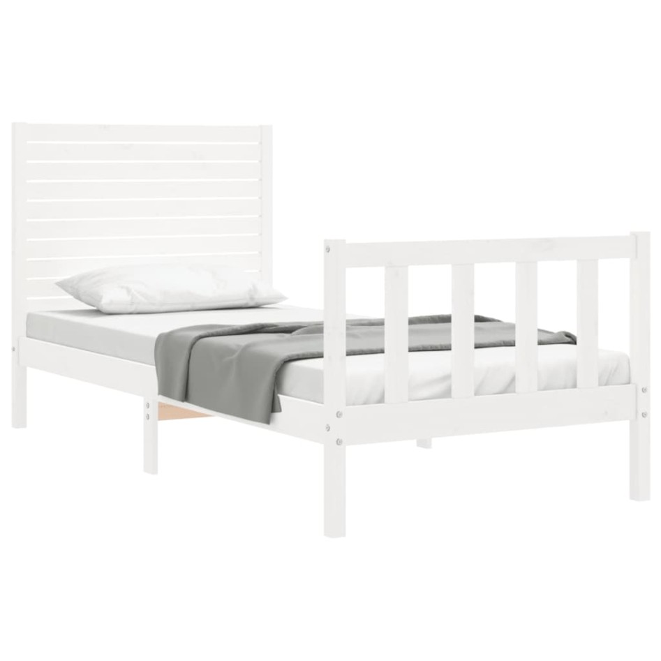 Estructura de cama individual con cabecero madera maciza
