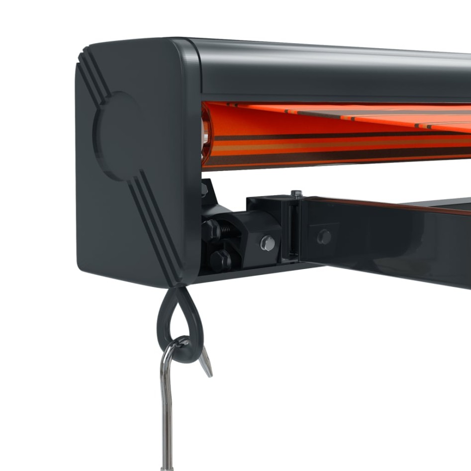 Toldo retráctil aluminio y tela naranja y marrón 3,5x2,5
