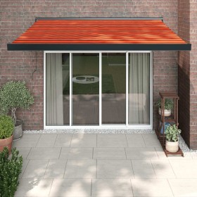 Toldo retráctil aluminio y tela naranja y marrón 3x2,5