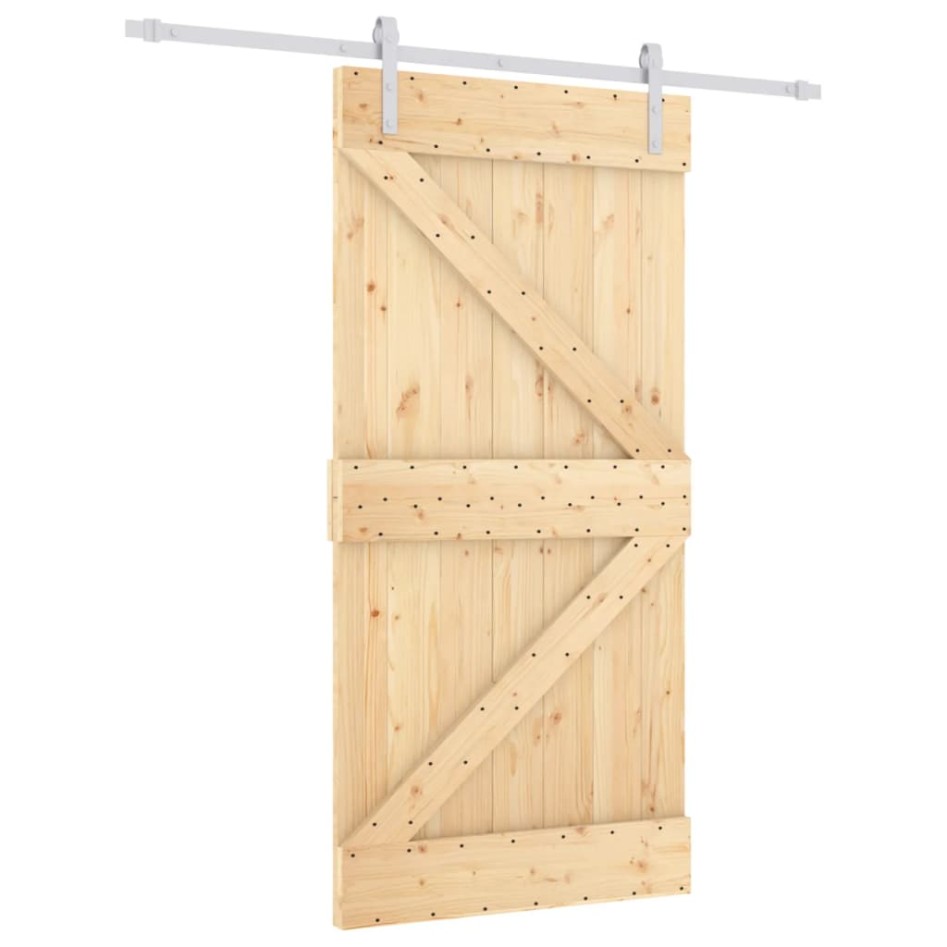 Puerta corredera con herrajes madera maciza de pino 100x210