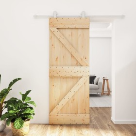 Puerta corredera con herrajes madera maciza de pino 80x210