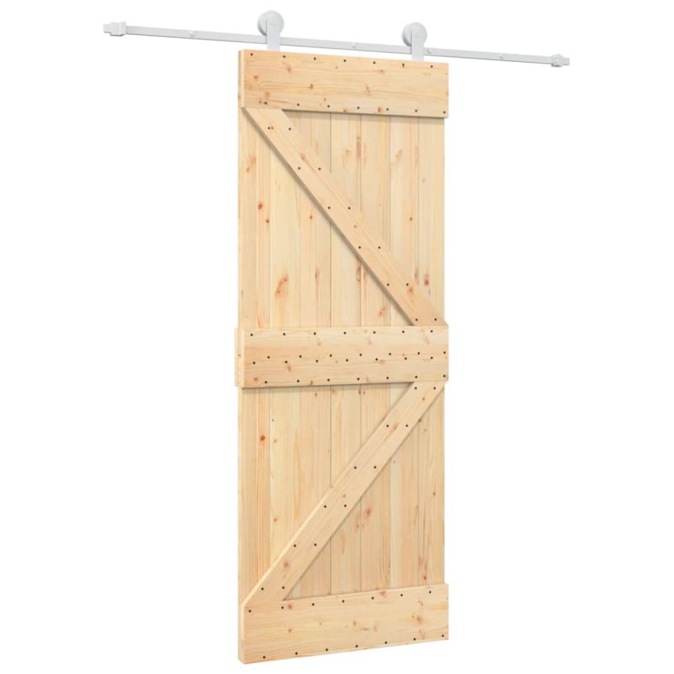 Puerta corredera con herrajes madera maciza de pino 80x210