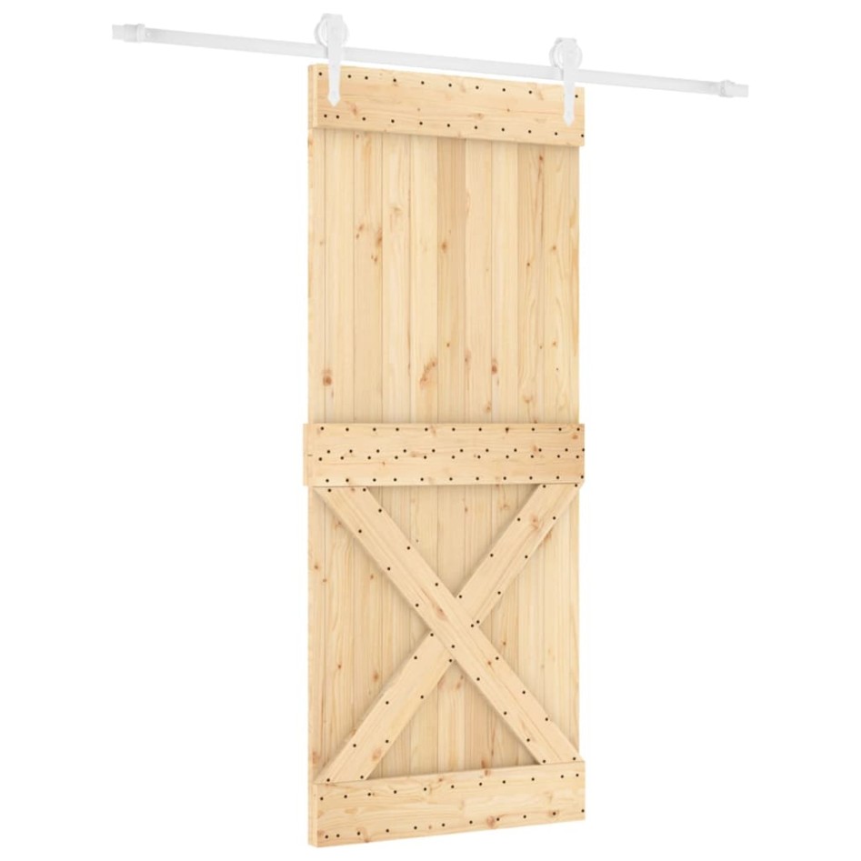 Puerta corredera con herrajes madera maciza de pino 100x210