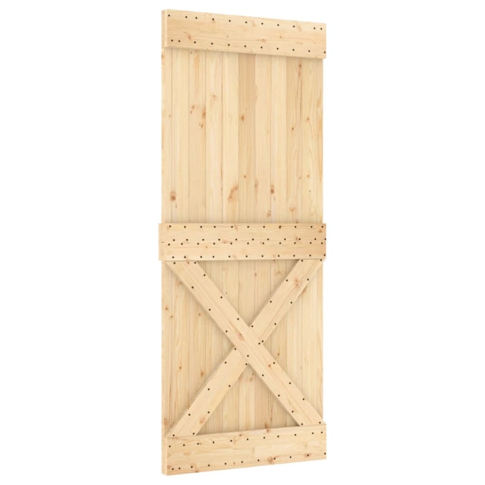 Puerta corredera con herrajes madera maciza de pino 100x210