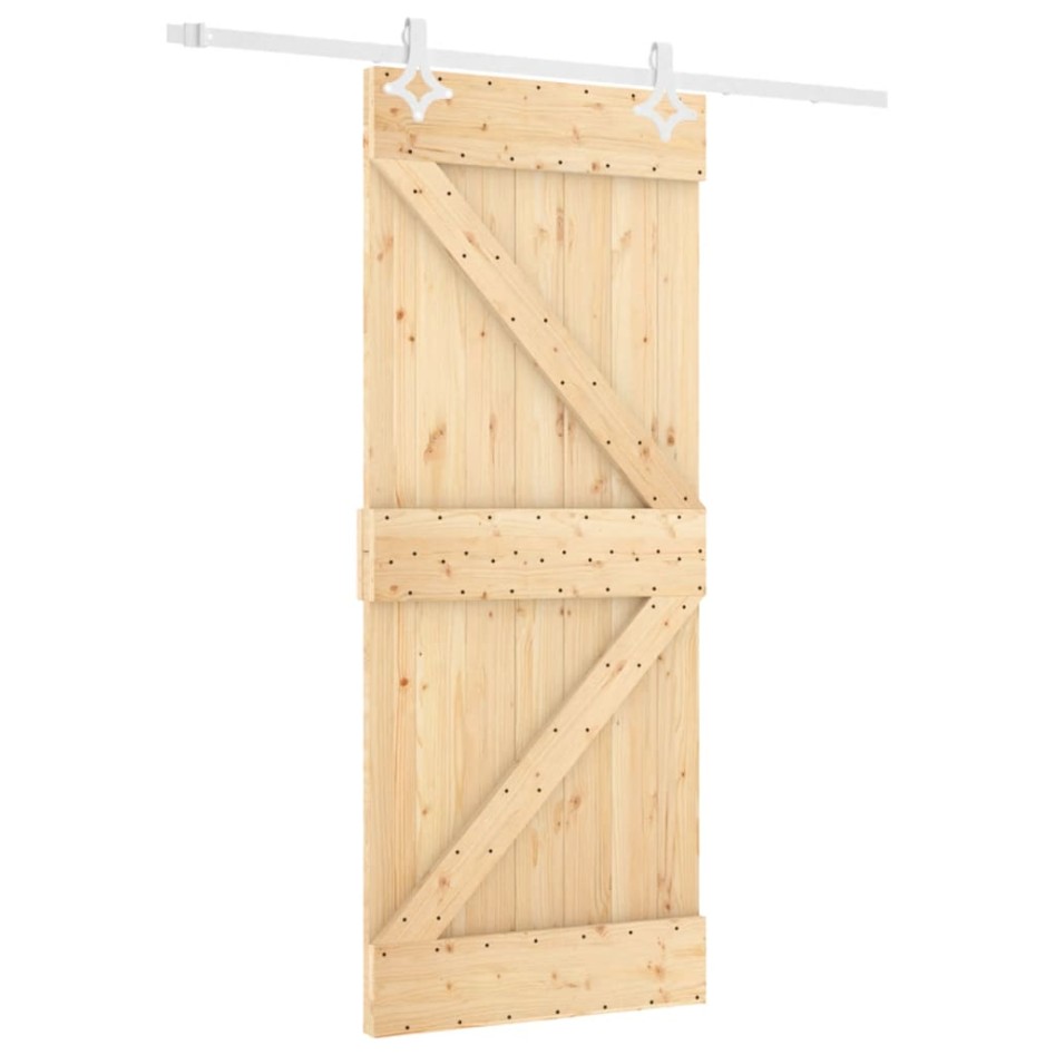 Puerta corredera con herrajes madera maciza de pino 80x210