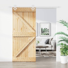 Puerta corredera con herrajes madera maciza de pino 90x210