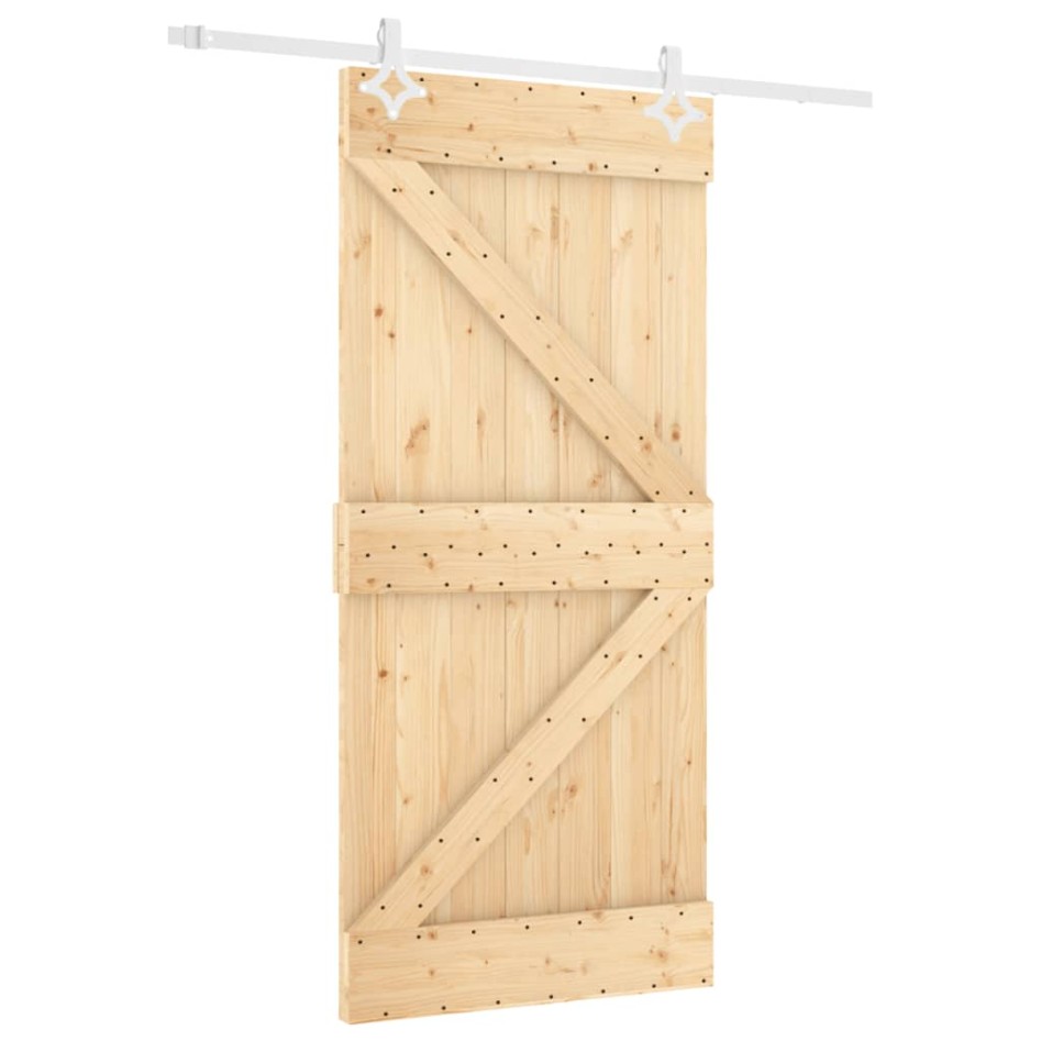 Puerta corredera con herrajes madera maciza de pino 90x210