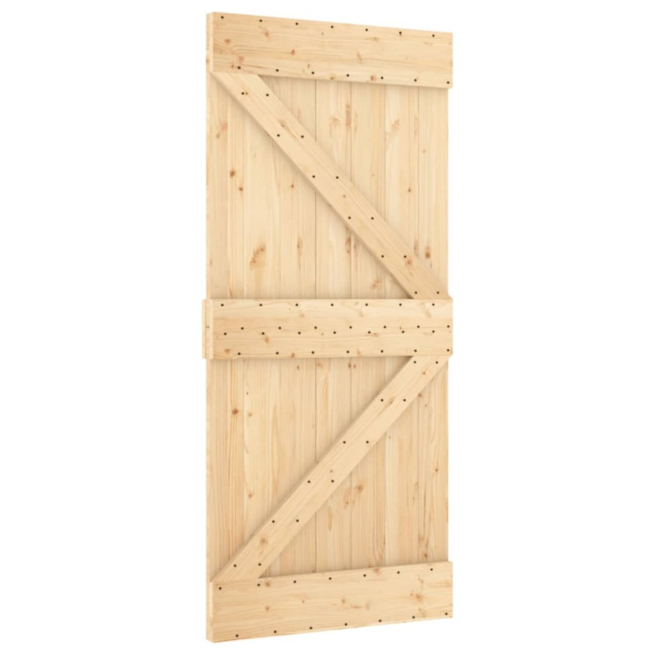 Puerta corredera con herrajes madera maciza de pino 90x210