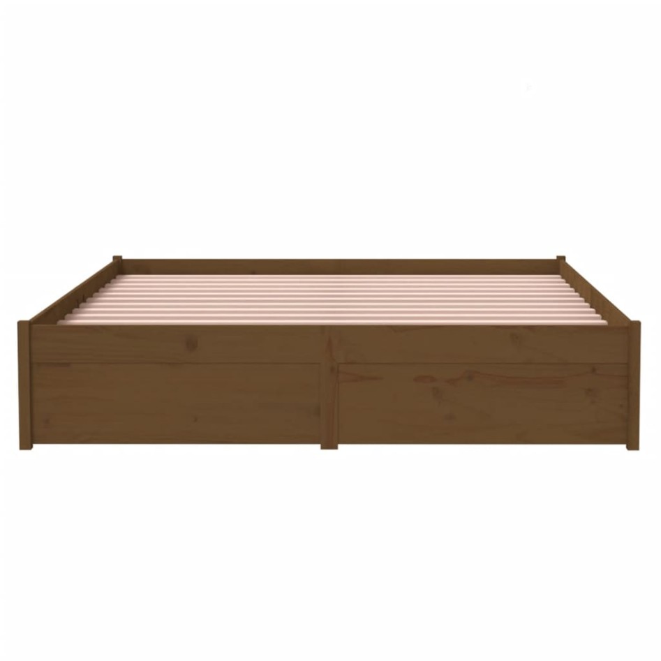 Estructura de cama madera maciza marrón miel 140x200