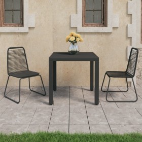 Set de comedor de jardín de 3 piezas PVC ratán