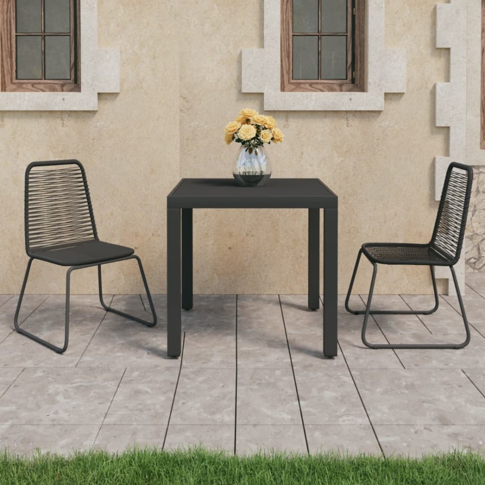 Set de comedor de jardín de 3 piezas PVC ratán