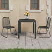 Set de comedor de jardín de 3 piezas PVC ratán negro