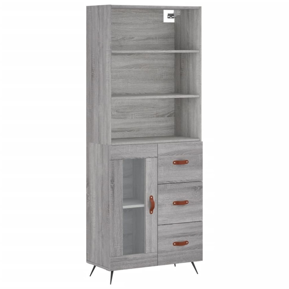 Aparador alto madera contrachapada gris sonoma 69,5x34x180