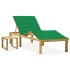 Tumbona de jardín con mesa y cojín de madera de pino