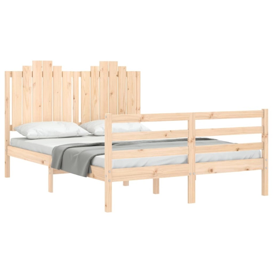 Estructura de cama con cabecero madera maciza 140x190
