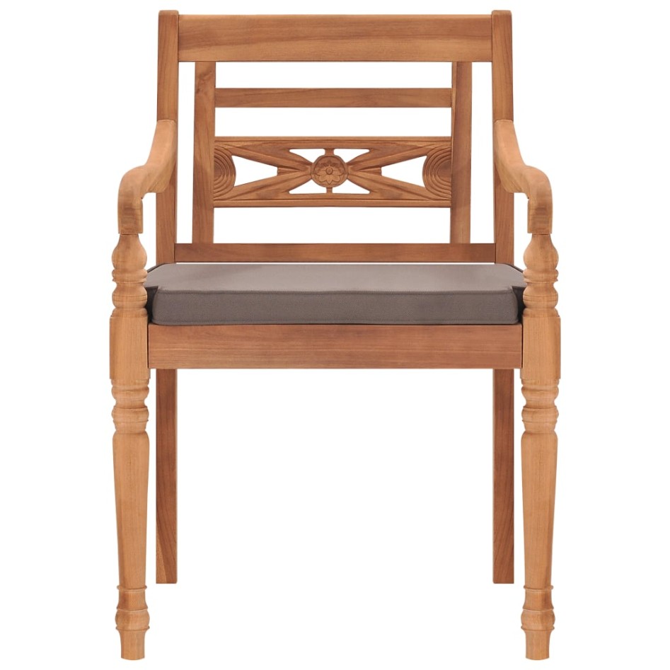 Juego comedor de jardín 3 pzas cojines gris oscuro madera