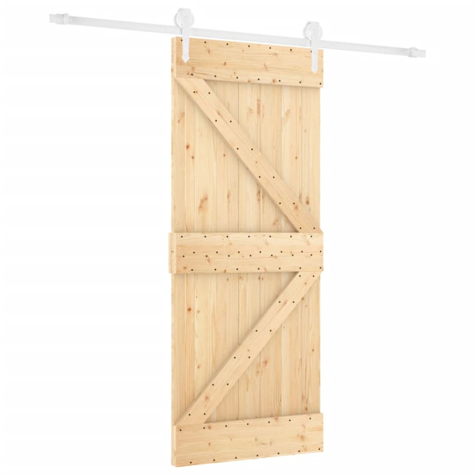 Puerta corredera con herrajes madera maciza de pino 80x210
