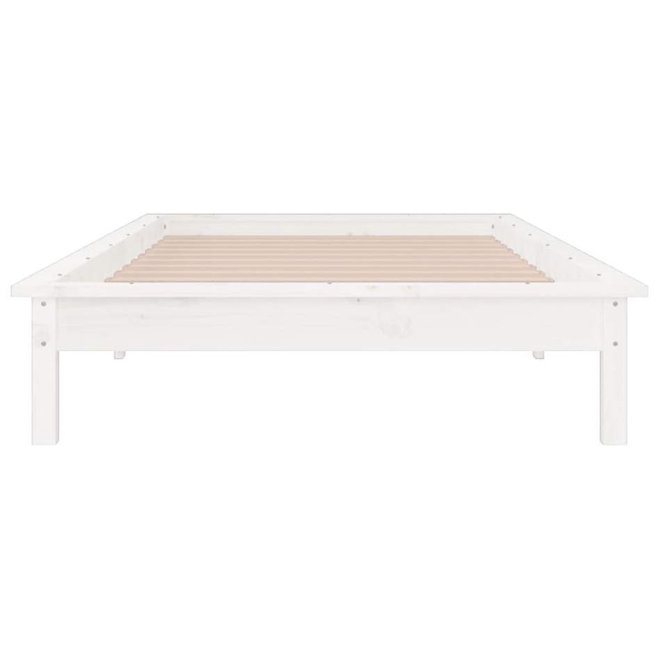 Estructura de cama con LED madera maciza blanca 100x200