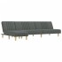 Sofá cama en forma de L tela gris oscuro 255x140x70