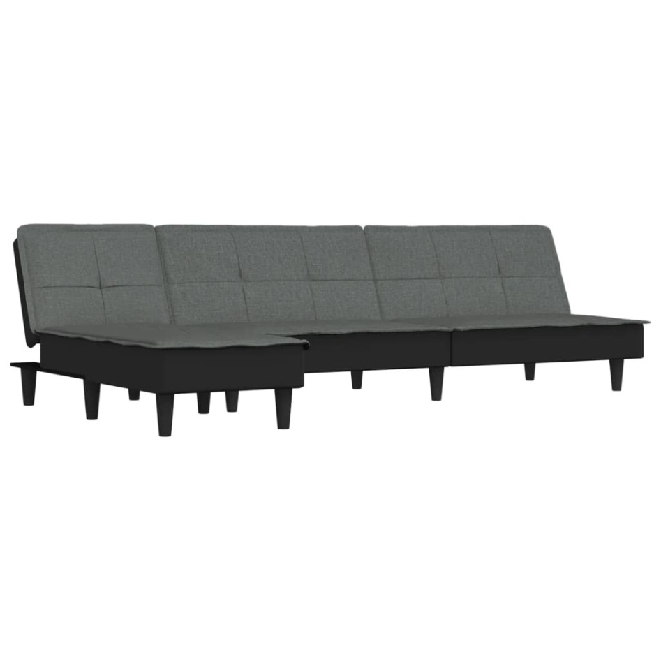 Sofá cama en forma de L tela gris oscuro 255x140x70