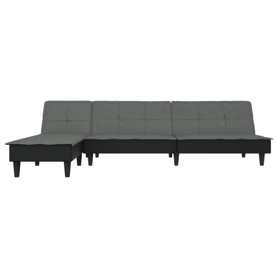 Sofá cama en forma de L tela gris oscuro 255x140x70