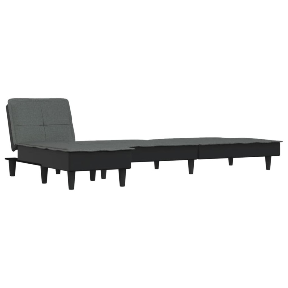 Sofá cama en forma de L tela gris oscuro 255x140x70