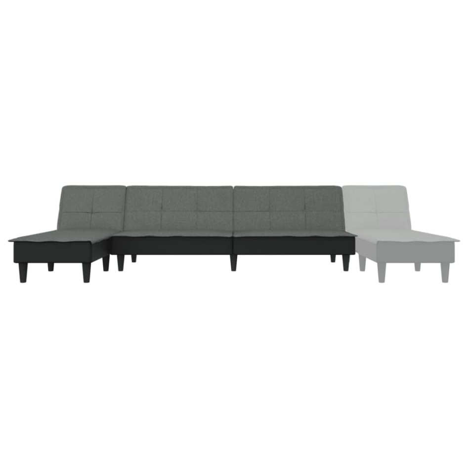 Sofá cama en forma de L tela gris oscuro 255x140x70