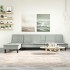 Sofá cama en forma de L terciopelo gris claro 255x140x70