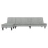 Sofá cama en forma de L terciopelo gris claro 255x140x70