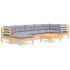 Juego de muebles de jardín 8 pzas y cojines madera maciza